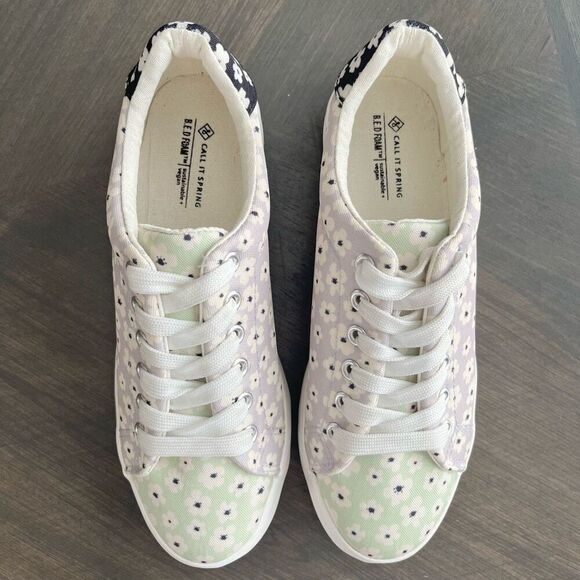 CALL IT SPRING Viollett Platform Sneaker in White Floral Size 6.5 NEW - Picture 5 of 15
